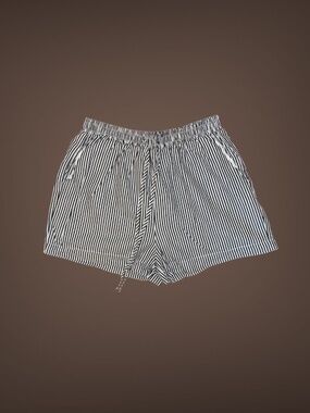 Women's Exlura Black/Dark Grey & White Striped Casual Cotton Shorts, Size XS